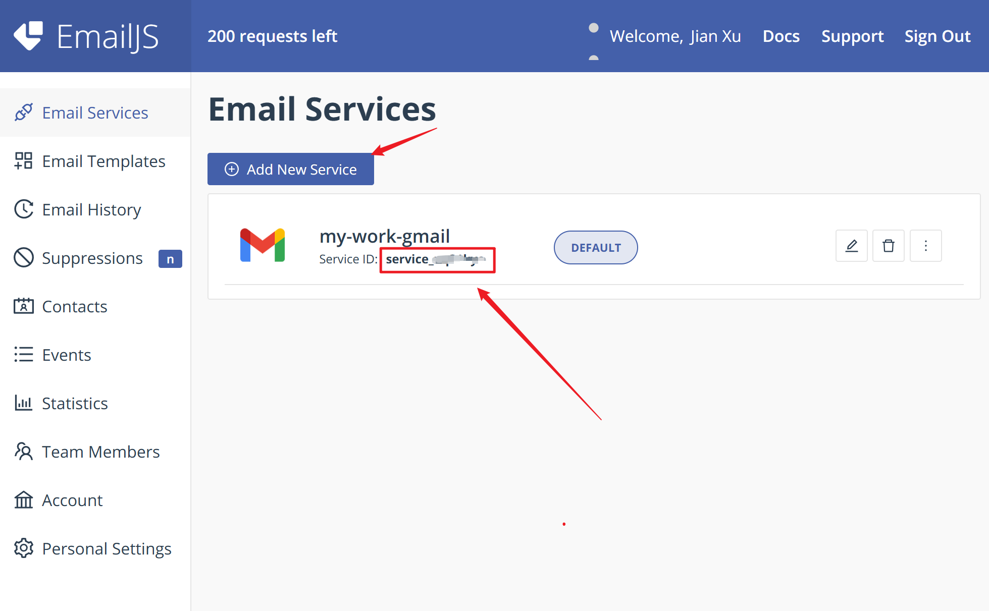 Service ID Screenshot
